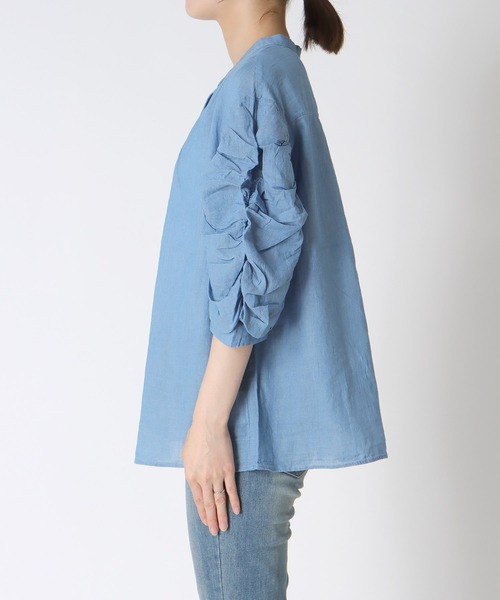 Cepica（セピカ）の「ギャザースリーブブラウス（シャツ/ブラウス・レディース・ブルー/ネイビー・FREE）」の14枚目の写真
