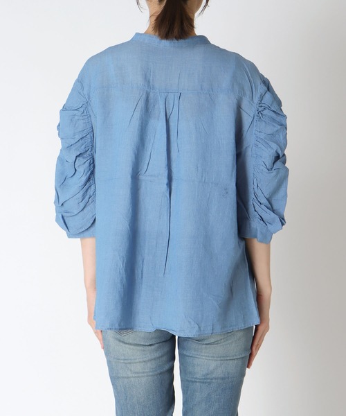 Cepica（セピカ）の「ギャザースリーブブラウス（シャツ/ブラウス・レディース・ブルー/ネイビー・FREE）」の15枚目の写真