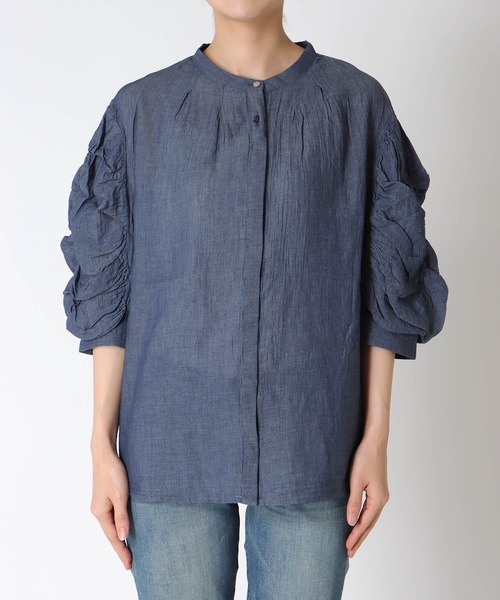 Cepica（セピカ）の「ギャザースリーブブラウス（シャツ/ブラウス・レディース・ブルー/ネイビー・FREE）」の21枚目の写真