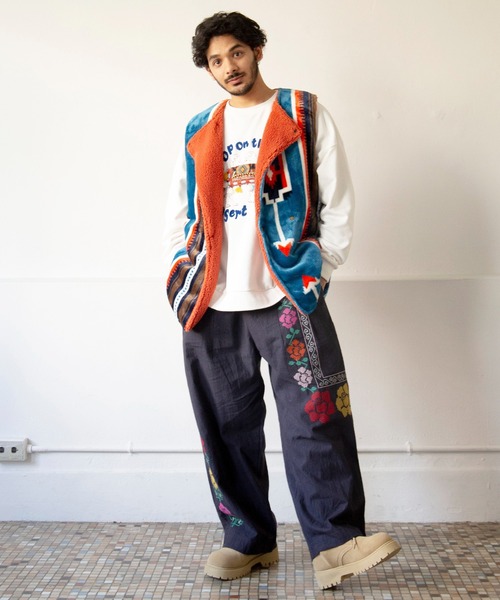 チャイハネ（チャイハネ）の「【チャイハネ】グルイム刺繍MEN'Sパンツ（その他パンツ・メンズ・ホワイト/ブラック・FREE）」の7枚目の写真