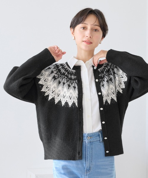 ROPE' PICNIC(ロペピクニック)の「ノルディック柄カーディガン(カーディガン/ボレロ・レディース・ブラック/オフホワイト・FREE)」の9枚目の写真