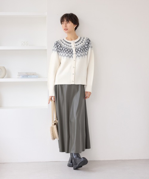 ROPE' PICNIC(ロペピクニック)の「ノルディック柄カーディガン(カーディガン/ボレロ・レディース・ブラック/オフホワイト・FREE)」の6枚目の写真