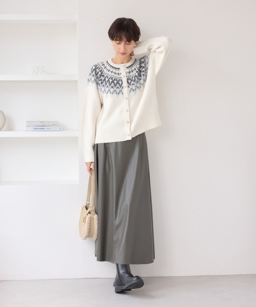 ROPE' PICNIC(ロペピクニック)の「ノルディック柄カーディガン(カーディガン/ボレロ・レディース・ブラック/オフホワイト・FREE)」の5枚目の写真