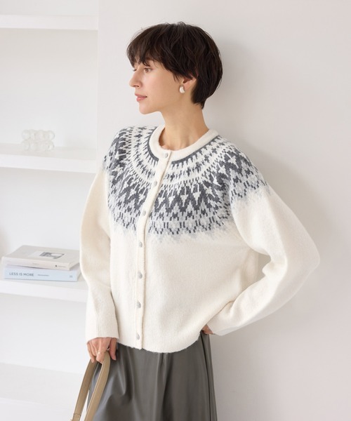 セール】ノルディック柄カーディガン（カーディガン/ボレロ）｜ROPE