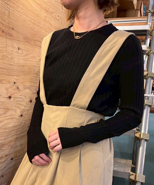 ARCADE（アーケード）の「滑らかな品ある素材感！ 微起毛 無地リブニット カットソー カラー セーター トップス（ニット/セーター・レディース・レッド/ブラウン/ベージュ/パープル/グリーン/ピンク/エメラルド/グレイッシュベージュ/マスタード/ブラック・M/L/S）」の22枚目の写真
