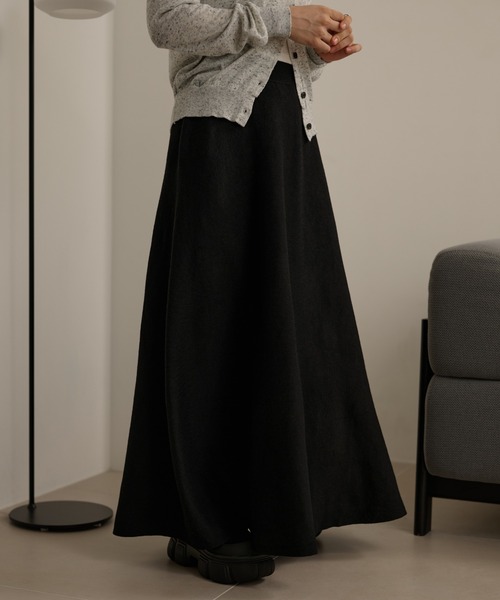 LAULEN（ローレン）の「wool blend flare long skirt /ウールブレンドフレアロングスカート（スカート・レディース・オートミール/ブラウン/ブラック・FREE）」の2枚目の写真