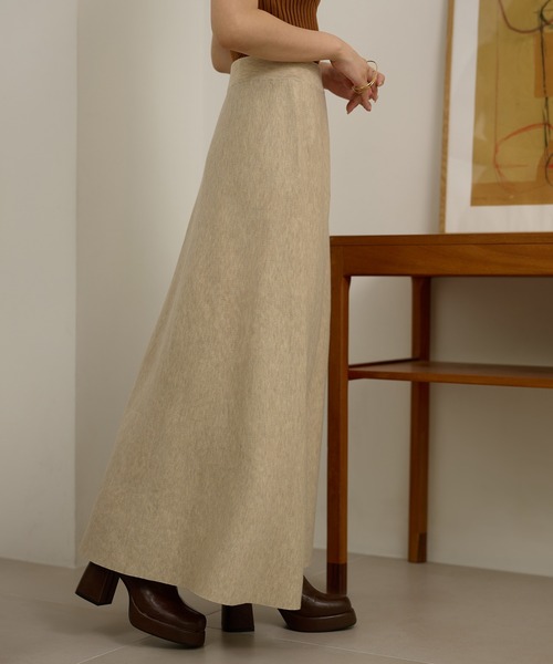 LAULEN（ローレン）の「wool blend flare long skirt /ウールブレンドフレアロングスカート（スカート・レディース・オートミール/ブラウン/ブラック・FREE）」の4枚目の写真