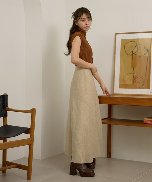 LAULEN（ローレン）の「wool blend flare long skirt /ウールブレンドフレアロングスカート（スカート・レディース・オートミール/ブラウン/ブラック・FREE）」の7枚目の写真