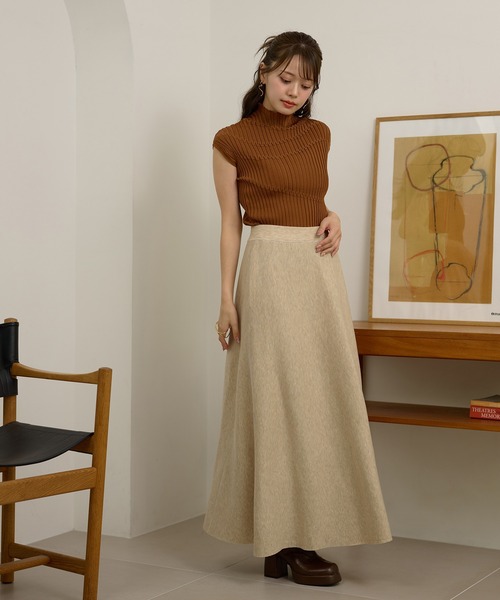 LAULEN（ローレン）の「wool blend flare long skirt /ウールブレンドフレアロングスカート（スカート・レディース・オートミール/ブラウン/ブラック・FREE）」の8枚目の写真