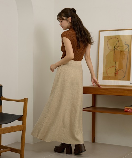 LAULEN（ローレン）の「wool blend flare long skirt /ウールブレンドフレアロングスカート（スカート・レディース・オートミール/ブラウン/ブラック・FREE）」の9枚目の写真