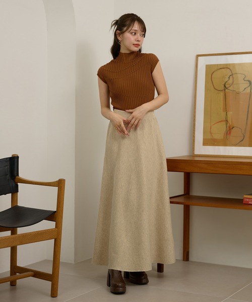 LAULEN（ローレン）の「wool blend flare long skirt /ウールブレンドフレアロングスカート（スカート・レディース・オートミール/ブラウン/ブラック・FREE）」の10枚目の写真