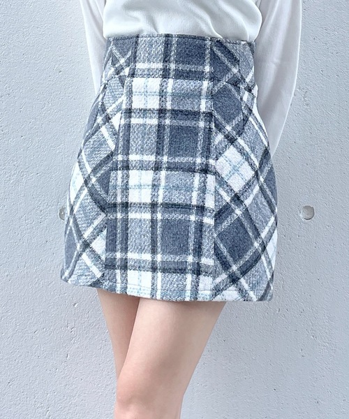 チェック台形スカート（スカート）｜abc une face（アーベーセーアン