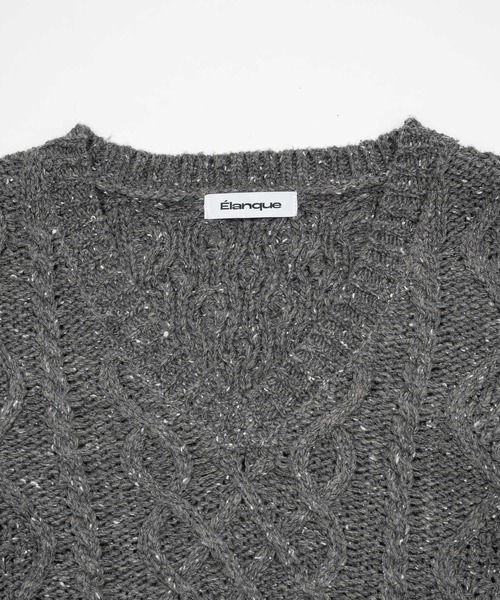 Elanque（エランク）の「volume nep Vneck knit / ボリュームネップVネックニット（ニット/セーター・メンズ・グレー/カーキ/ベージュ・MEDIUM/LARGE/SMALL）」の16枚目の写真