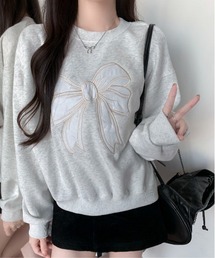 Mejoul | 【2025秋冬新作】【裏起毛】フロントリボン スウェット長袖トレーナー(スウェット)