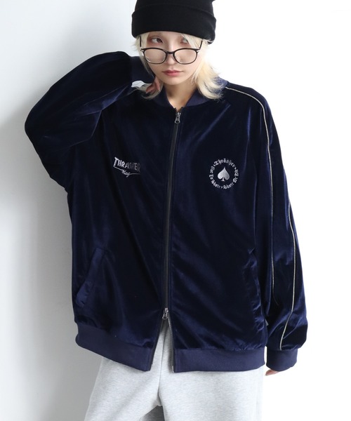 THRASHER（スラッシャー）の「【THRASHER/スラッシャー】ベロアスカジャン（スカジャン・メンズ・ブラック/パープル/ネイビー・M/L/XL）」の8枚目の写真