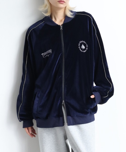 THRASHER（スラッシャー）の「【THRASHER/スラッシャー】ベロアスカジャン（スカジャン・メンズ・ブラック/パープル/ネイビー・M/L/XL）」の9枚目の写真