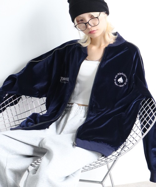 THRASHER（スラッシャー）の「【THRASHER/スラッシャー】ベロアスカジャン（スカジャン・メンズ・ブラック/パープル/ネイビー・M/L/XL）」の10枚目の写真