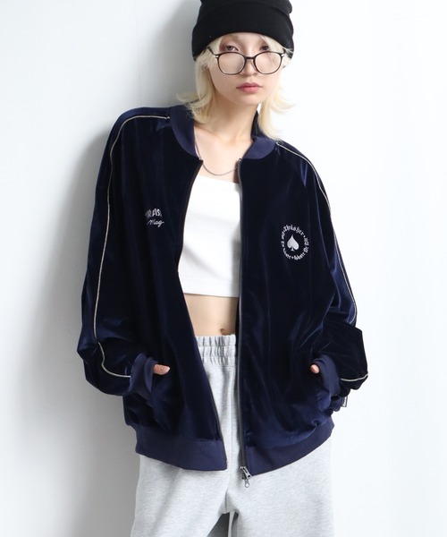 THRASHER（スラッシャー）の「【THRASHER/スラッシャー】ベロアスカジャン（スカジャン・メンズ・ブラック/パープル/ネイビー・M/L/XL）」の11枚目の写真