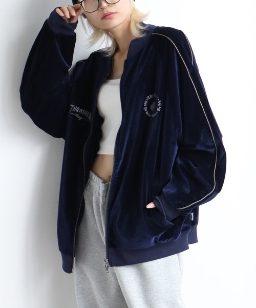 THRASHER（スラッシャー）の「【THRASHER/スラッシャー】ベロアスカジャン（スカジャン・メンズ・ブラック/パープル/ネイビー・M/L/XL）」の12枚目の写真