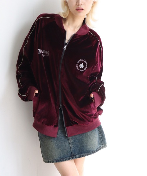 THRASHER（スラッシャー）の「【THRASHER/スラッシャー】ベロアスカジャン（スカジャン・メンズ・ブラック/パープル/ネイビー・M/L/XL）」の22枚目の写真