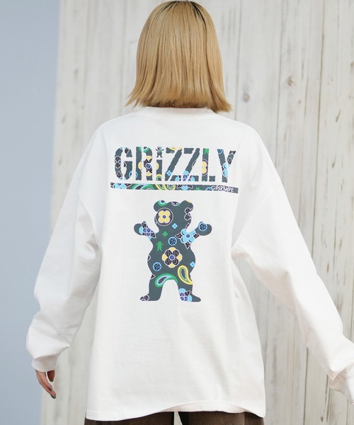 GRIZZLY(グリズリー)の「GRIZZLY/グリズリー FLORAL PATTERN BEAR ロンT G25FW-4431(Tシャツ/カットソー・レディース・ブラック/ホワイト・L/M/XL)」の4枚目の写真