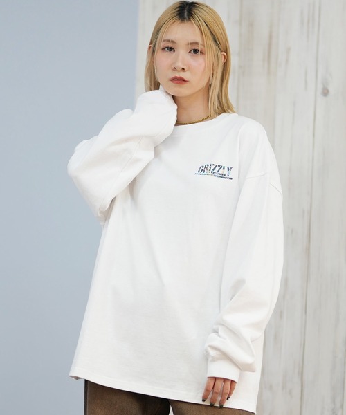 GRIZZLY(グリズリー)の「GRIZZLY/グリズリー FLORAL PATTERN BEAR ロンT G25FW-4431(Tシャツ/カットソー・レディース・ブラック/ホワイト・L/M/XL)」の3枚目の写真