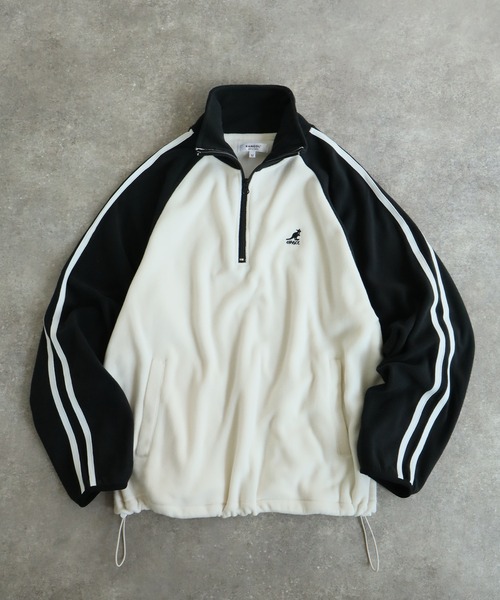 KANGOL（カンゴール）の「【KANGOL/カンゴール】別注 ロゴ刺繍 蓄熱フリース ハーフジップ プルオーバー（スウェット・メンズ・グレー系その他2/グリーン系その他/ブルー系その他/ベージュ系その他/ブラック/ホワイト×ブラック/ホワイト系その他/グリーン/グレー系その他3/ベージュ/ネイビー/ブラック系その他/グレー/オフホワイト/ブラック系その他2/グレー系その他・M/XL/L）」の3枚目の写真