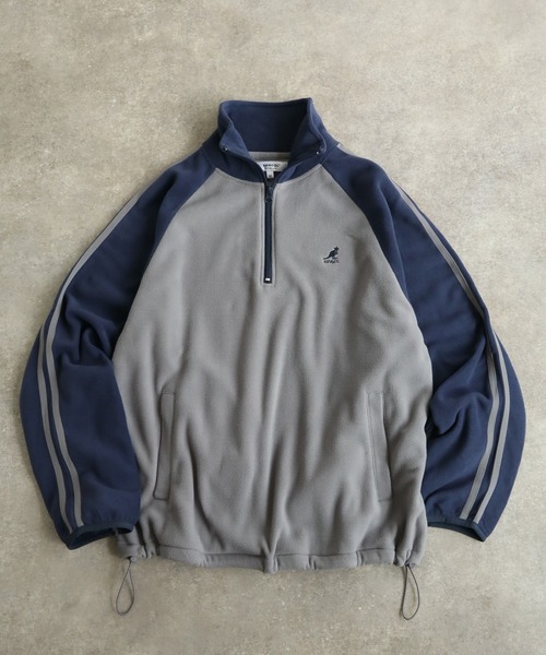 KANGOL（カンゴール）の「【KANGOL/カンゴール】別注 ロゴ刺繍 蓄熱フリース ハーフジップ プルオーバー（スウェット・メンズ・グレー系その他2/グリーン系その他/ブルー系その他/ベージュ系その他/ブラック/ホワイト×ブラック/ホワイト系その他/グリーン/グレー系その他3/ベージュ/ネイビー/ブラック系その他/グレー/オフホワイト/ブラック系その他2/グレー系その他・M/XL/L）」の8枚目の写真