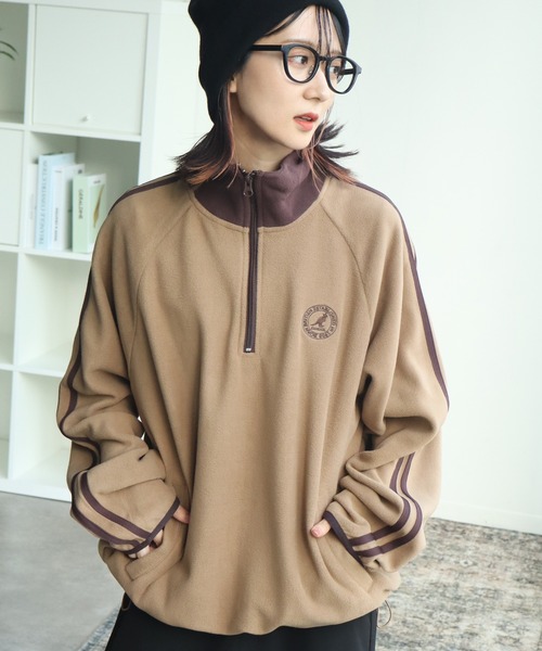 KANGOL（カンゴール）の「【KANGOL/カンゴール】別注 ロゴ刺繍 蓄熱フリース ハーフジップ プルオーバー（スウェット・メンズ・グレー系その他2/グリーン系その他/ブルー系その他/ベージュ系その他/ブラック/ホワイト×ブラック/ホワイト系その他/グリーン/グレー系その他3/ベージュ/ネイビー/ブラック系その他/グレー/オフホワイト/ブラック系その他2/グレー系その他・M/XL/L）」の12枚目の写真