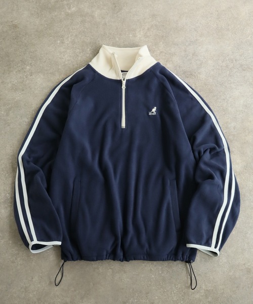 KANGOL（カンゴール）の「【KANGOL/カンゴール】別注 ロゴ刺繍 蓄熱フリース ハーフジップ プルオーバー（スウェット・メンズ・グレー系その他2/グリーン系その他/ブルー系その他/ベージュ系その他/ブラック/ホワイト×ブラック/ホワイト系その他/グリーン/グレー系その他3/ベージュ/ネイビー/ブラック系その他/グレー/オフホワイト/ブラック系その他2/グレー系その他・M/XL/L）」の15枚目の写真