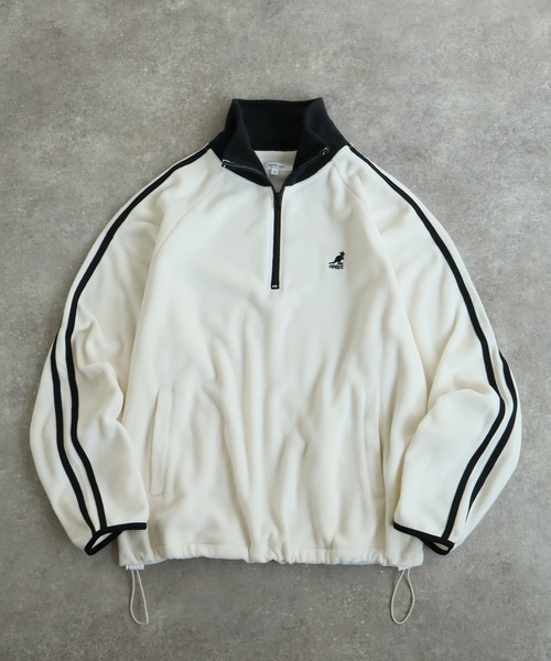 KANGOL（カンゴール）の「【KANGOL/カンゴール】別注 ロゴ刺繍 蓄熱フリース ハーフジップ プルオーバー（スウェット・メンズ・グレー系その他2/グリーン系その他/ブルー系その他/ベージュ系その他/ブラック/ホワイト×ブラック/ホワイト系その他/グリーン/グレー系その他3/ベージュ/ネイビー/ブラック系その他/グレー/オフホワイト/ブラック系その他2/グレー系その他・M/XL/L）」の2枚目の写真