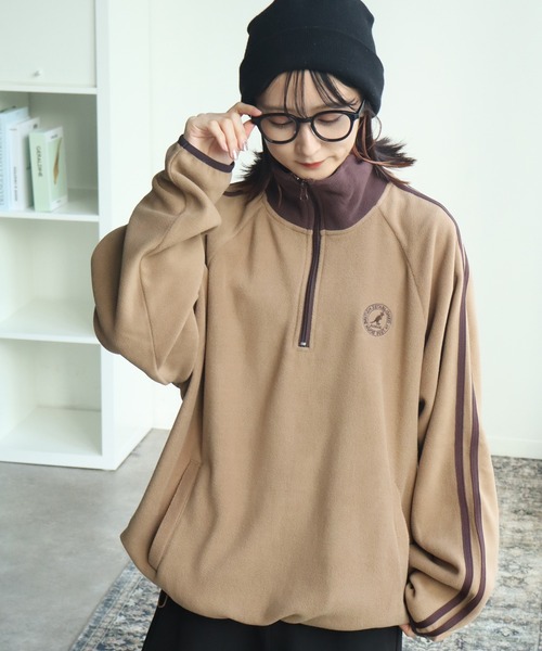 KANGOL（カンゴール）の「【KANGOL/カンゴール】別注 ロゴ刺繍 蓄熱フリース ハーフジップ プルオーバー（スウェット・メンズ・グレー系その他2/グリーン系その他/ブルー系その他/ベージュ系その他/ブラック/ホワイト×ブラック/ホワイト系その他/グリーン/グレー系その他3/ベージュ/ネイビー/ブラック系その他/グレー/オフホワイト/ブラック系その他2/グレー系その他・M/XL/L）」の18枚目の写真