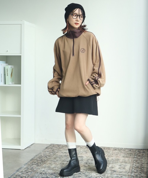 KANGOL（カンゴール）の「【KANGOL/カンゴール】別注 ロゴ刺繍 蓄熱フリース ハーフジップ プルオーバー（スウェット・メンズ・グレー系その他2/グリーン系その他/ブルー系その他/ベージュ系その他/ブラック/ホワイト×ブラック/ホワイト系その他/グリーン/グレー系その他3/ベージュ/ネイビー/ブラック系その他/グレー/オフホワイト/ブラック系その他2/グレー系その他・M/XL/L）」の20枚目の写真