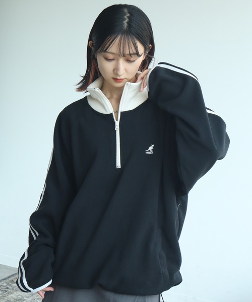 KANGOL（カンゴール）の「【KANGOL/カンゴール】別注 ロゴ刺繍 蓄熱フリース ハーフジップ プルオーバー（スウェット・メンズ・グレー系その他2/グリーン系その他/ブルー系その他/ベージュ系その他/ブラック/ホワイト×ブラック/ホワイト系その他/グリーン/グレー系その他3/ベージュ/ネイビー/ブラック系その他/グレー/オフホワイト/ブラック系その他2/グレー系その他・M/XL/L）」の22枚目の写真