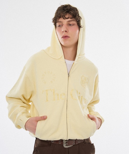 WISH FOR EVER(ウィッシュフォーエバー)の「【 9color / 3size 】GAME LOGO HEAVY WEIGHT DOUBLE ZIP HOODIE / ゲームロゴヘビーウェイトダブルジップフーディ(パーカー・メンズ・グレー/ネイビー/レッド/バーガンディー/ライトグレー/ブラック/ブラウン系/チャコールグレー/ネイビー系/グリーン系その他/ライトブルー/イエロー/ピンク・SMALL/MEDIUM/LARGE)」の10枚目の写真