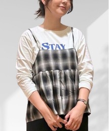 HONEYSUCKLE ROSE(ハニーサックルローズ)【レディース】【すっきり見え】オンブレチェックキャミ (トレンド/体型カバー)