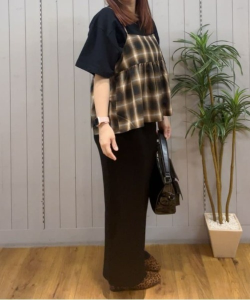 Right-on（ライトオン）の「【HONEYSUCKLE ROSE】オンブレチェックキャミ (トレンド/体型カバー)（その他トップス・レディース・ブラウン/ブラック・S/M/L）」の4枚目の写真