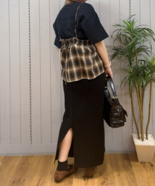 Right-on（ライトオン）の「【HONEYSUCKLE ROSE】オンブレチェックキャミ (トレンド/体型カバー)（その他トップス・レディース・ブラウン/ブラック・S/M/L）」の5枚目の写真
