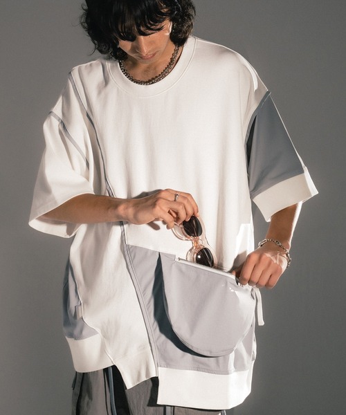 Maison ULA（メゾンウラ）の「【Maison ULA】ポケットコンビネーションTシャツ（Tシャツ/カットソー・メンズ・ブラック/オフホワイト・1/2）」の6枚目の写真