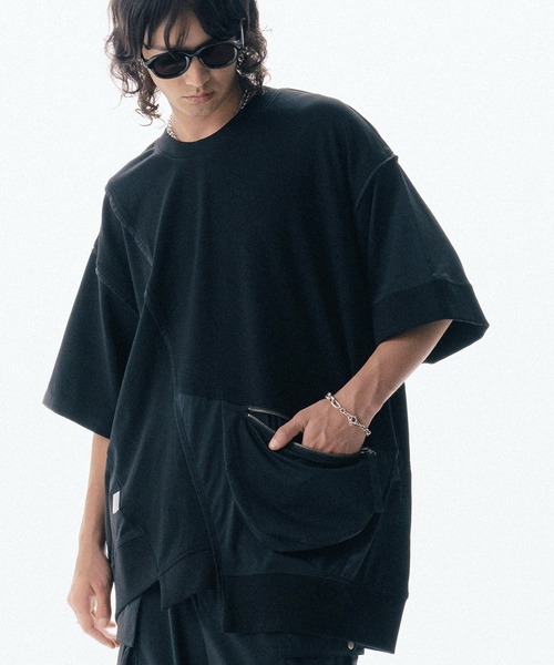 Maison ULA（メゾンウラ）の「【Maison ULA】ポケットコンビネーションTシャツ（Tシャツ/カットソー・メンズ・ブラック/オフホワイト・1/2）」の8枚目の写真