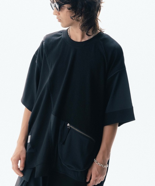 Maison ULA（メゾンウラ）の「【Maison ULA】ポケットコンビネーションTシャツ（Tシャツ/カットソー・メンズ・ブラック/オフホワイト・1/2）」の11枚目の写真