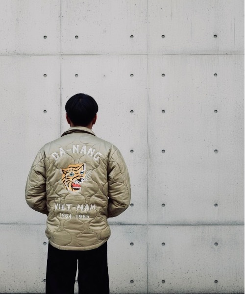 【新品未使用】HOUSON キルティングスカジャン XLサイズ マップ刺繍 セール】HOUSTON / NYLON VIETNAM JACKET TIGER/MAP/ 51511 / 51512