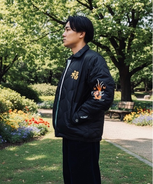 HOUSTON(ヒューストン)の「HOUSTON / NYLON VIETNAM JACKET TIGER/MAP/ 51511 / 51512(スカジャン・メンズ・グリーン系その他/ブラック系その他/ブラック/オリーブ・X-LARGE/LARGE)」の11枚目の写真