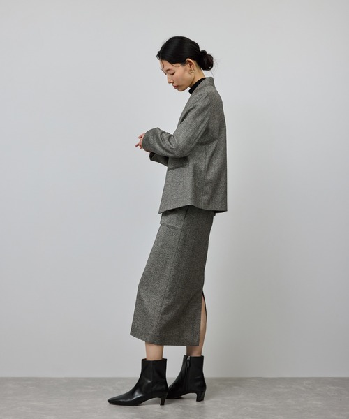 ROPE'（ロペ）の「ウールレーヨンノーカラージャケット(無地/ヘリンボーン)/セットアップ対応（ノーカラージャケット・レディース・ブラック系その他/ブラック・36/38）」の12枚目の写真