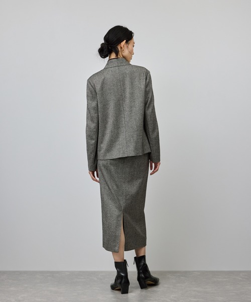 ROPE'（ロペ）の「ウールレーヨンノーカラージャケット(無地/ヘリンボーン)/セットアップ対応（ノーカラージャケット・レディース・ブラック系その他/ブラック・36/38）」の13枚目の写真