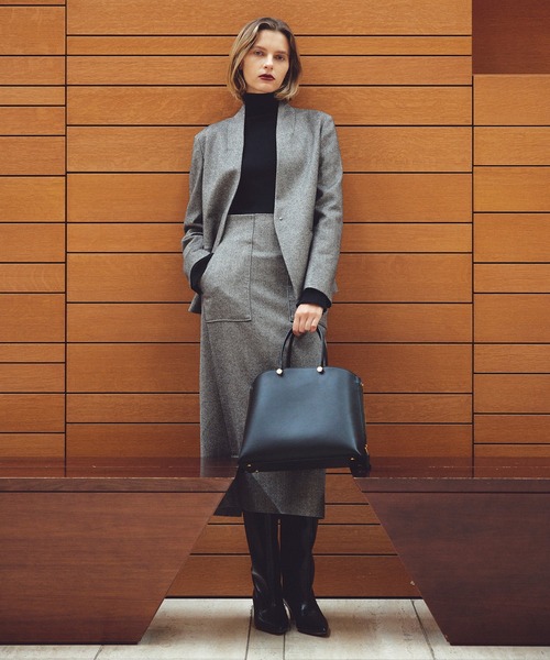 ROPE'（ロペ）の「ウールレーヨンノーカラージャケット(無地/ヘリンボーン)/セットアップ対応（ノーカラージャケット・レディース・ブラック系その他/ブラック・36/38）」の3枚目の写真