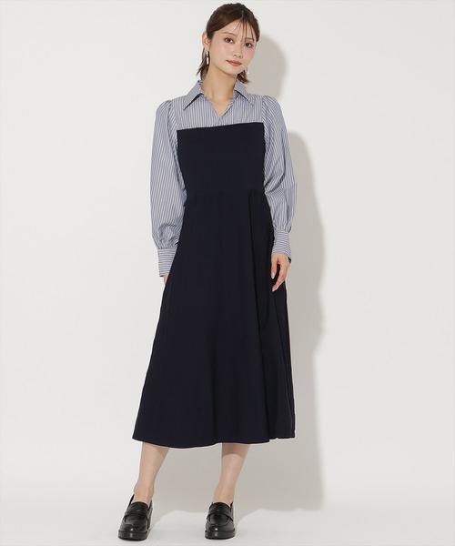 AND COUTURE(アンドクチュール)の「ニットビスチェ風スキッパーワンピース(ワンピース・レディース・ブラック系その他/ブルー系その他・FREE)」の1枚目の写真