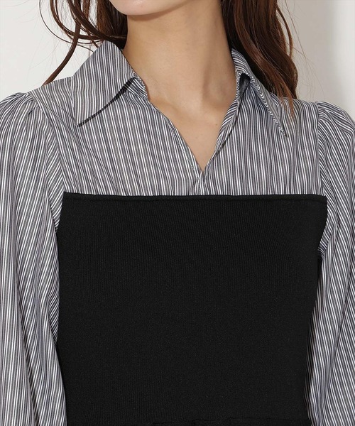 AND COUTURE(アンドクチュール)の「ニットビスチェ風スキッパーワンピース(ワンピース・レディース・ブラック系その他/ブルー系その他・FREE)」の4枚目の写真