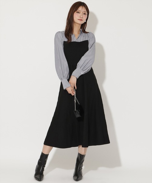 AND COUTURE(アンドクチュール)の「ニットビスチェ風スキッパーワンピース(ワンピース・レディース・ブラック系その他/ブルー系その他・FREE)」の5枚目の写真