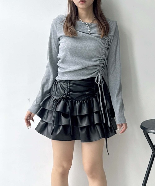 AS KNOW AS plus(アズノゥアズプラス)の「♪シャーリングリボン結び オフショル風ラメニットプルオーバー(Tシャツ/カットソー・レディース・シルバー系/ブラック/ホワイト系・FREE)」の17枚目の写真